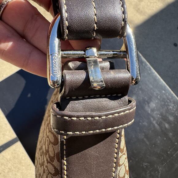 Vintage Coach Signature Mini C Bag Canvas Suede Shoulder Bag Purse Brown F10944 - Picture 10 of 16